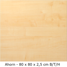 Tischplatte für Schreibtische 80 x 80 cm - "Quadratisch" - in verschiedenen Farben, Farben Tischplatten "Universal": Ahorn