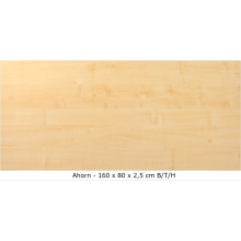 Tischplatte für Schreibtische 160 x 80 cm - "Rechteckig" - in verschiedenen Farben, Farben Tischplatten "Universal": Ahorn