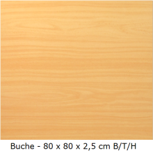 Tischplatte für Schreibtische 80 x 80 cm - "Quadratisch" - in verschiedenen Farben, Farben Tischplatten "Universal": Buche