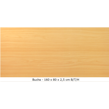 Tischplatte für Schreibtische 160 x 80 cm - "Rechteckig" - in verschiedenen Farben, Farben Tischplatten "Universal": Buche
