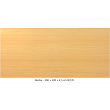 Tischplatte für Schreibtische 200 x 100 cm - "Rechteckig" - in verschiedenen Farben, Farben Tischplatten "Universal": Buche