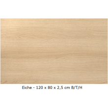 Tischplatte für Schreibtische 120 x 80 cm - "Rechteckig" - in verschiedenen Farben, Farben Tischplatten "Universal": Eiche