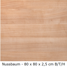 Tischplatte für Schreibtische 80 x 80 cm - "Quadratisch" - in verschiedenen Farben, Farben Tischplatten "Universal": Nussbaum