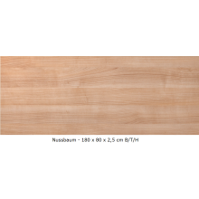 Tischplatte für Schreibtische 180 x 80 cm - "Rechteckig" - in verschiedenen Farben, Farben Tischplatten "Universal": Nussbaum