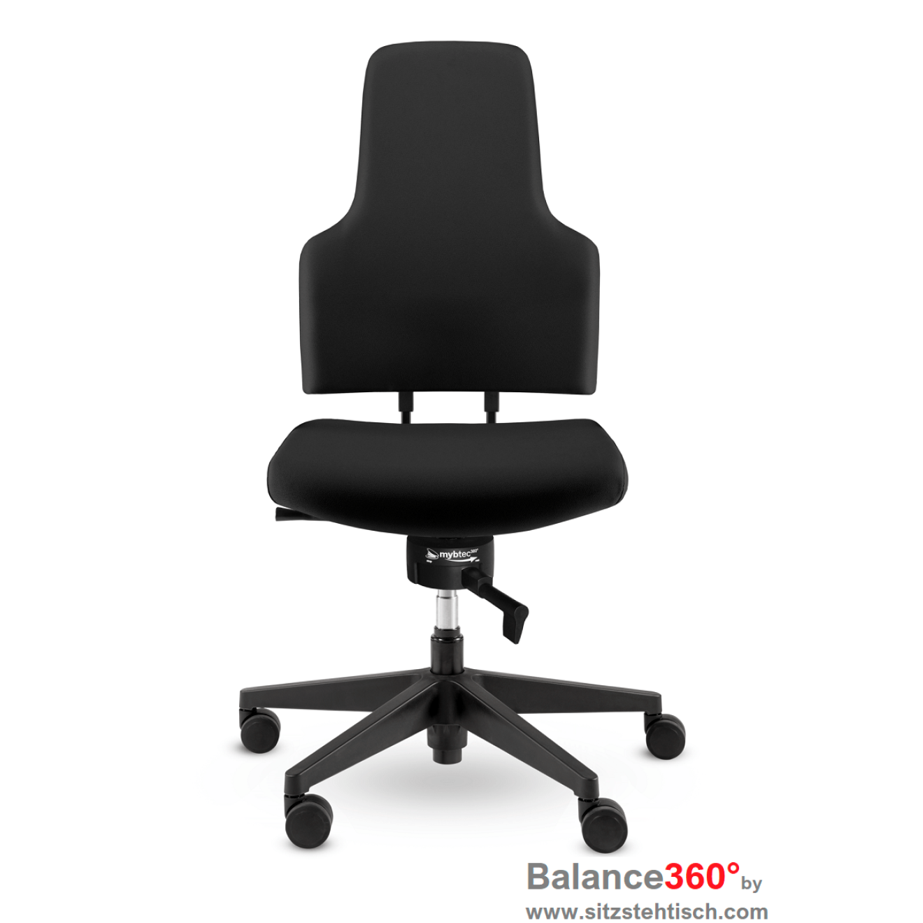 Bürostuhl mit 360° Grad beweglicher Sitzfläche - Spindl One - Sitztiefenverstellung - Bezug Schwarz - Kunststoff Design Fußkreuz - 5 Jahre Garantie