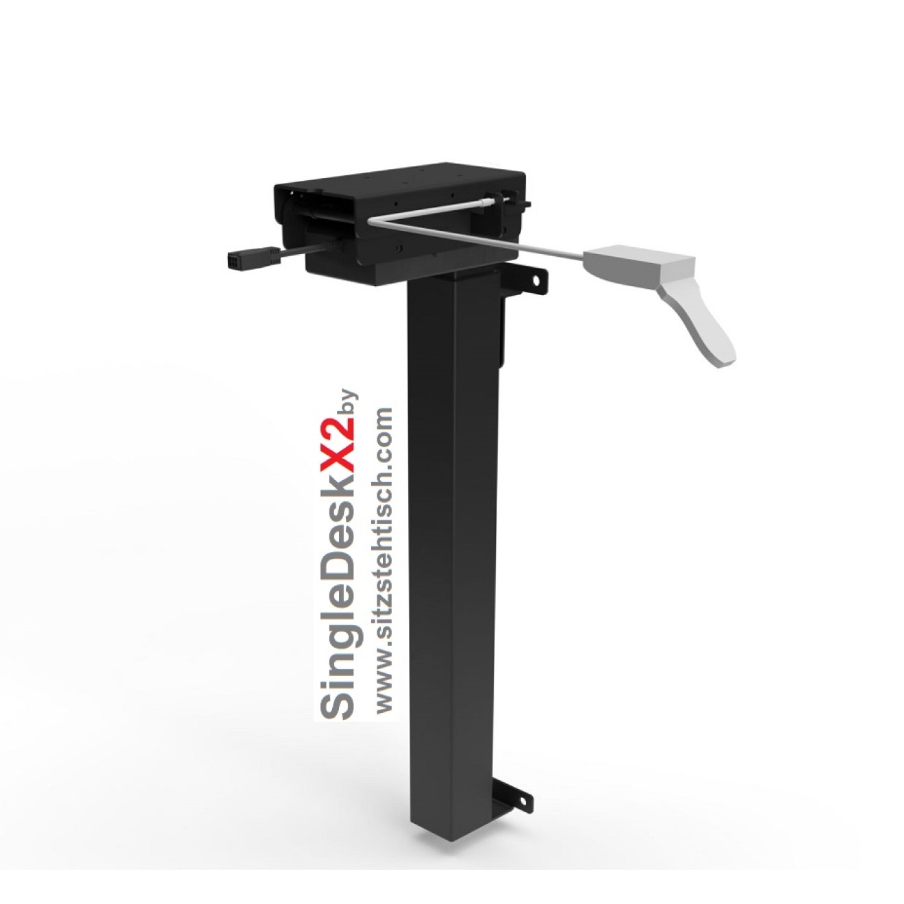 Einsäulentischgestell elektrisch höhenverstellbar "SingleDeskX2" mit Wandbefestigung - Tischplatte abklappbar - Belastung bis 80 kg - in Schwarz und Weiß lieferbar