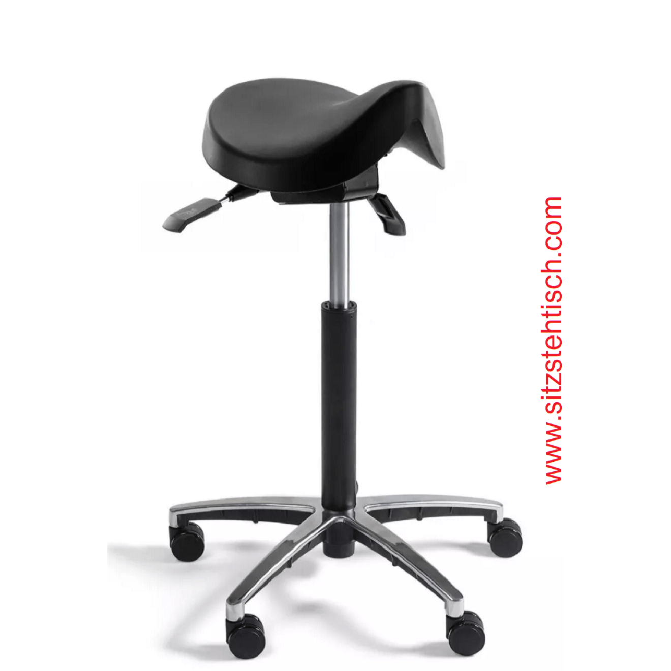Sattelhocker mit Sitz aus PU Schaum schwarz - Sitzhöhen- und Sitzwinkelverstellung - Belastbarkeit bis 125 kg - 5 Jahre Garantie - 107437