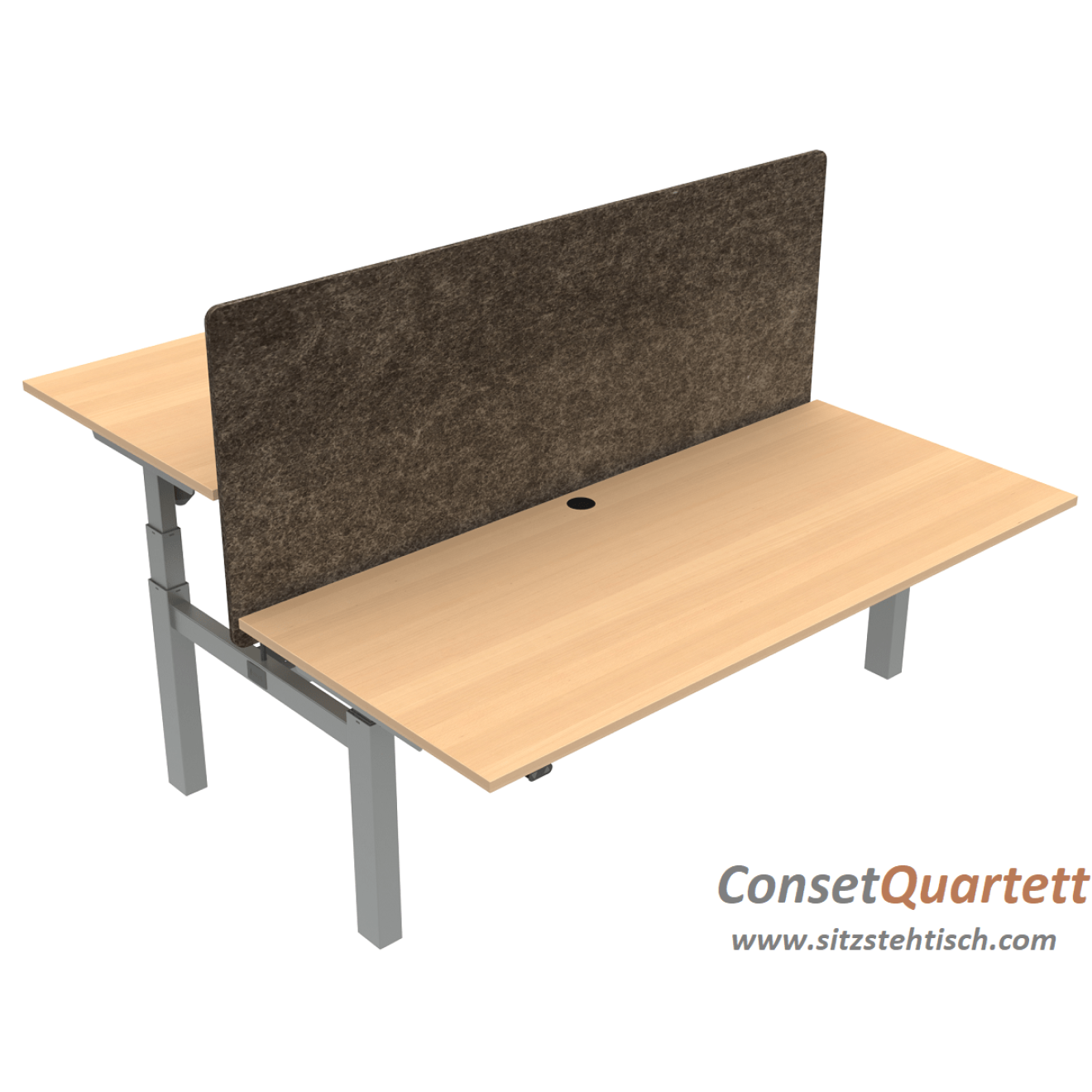 Doppelschreibtisch Quartett (Bench) - elektrisch höhenverstellbar 65 - 125 cm - Tischplatte(n) 180 x 80 cm - in 3 Farben - Conset