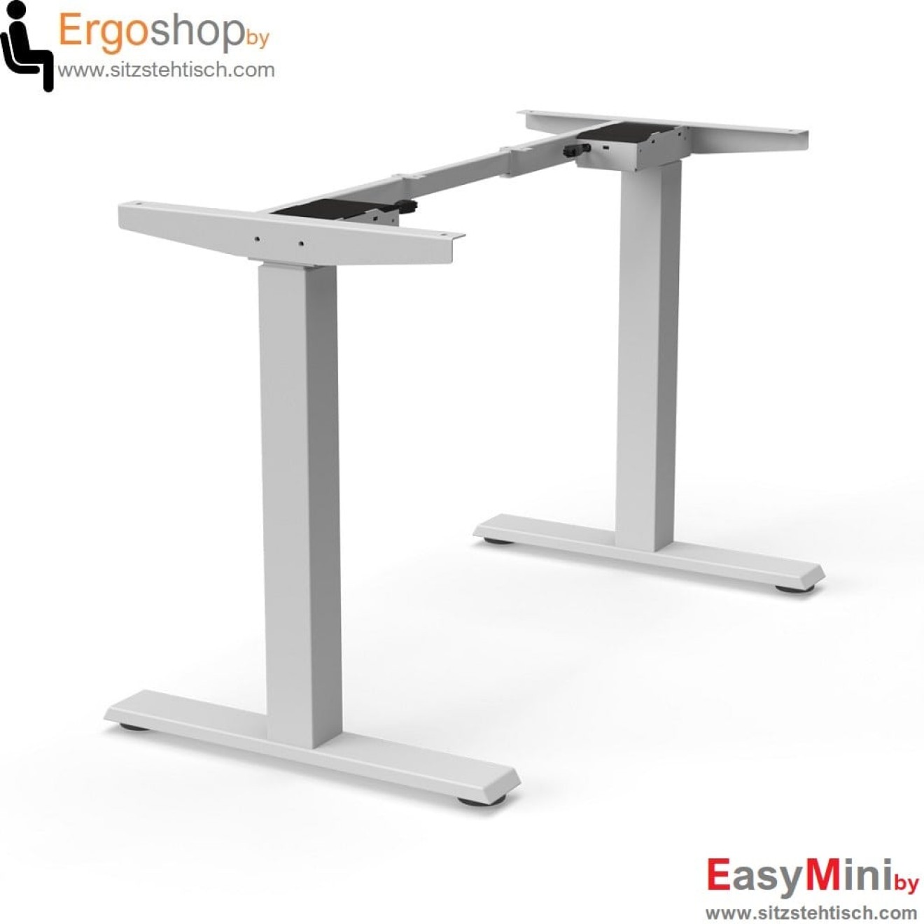 Schreibtischgestell EasyMini elektrisch höhenverstellbar - Tragkraft 60 kg - mit Auf/Ab Taster- Silber