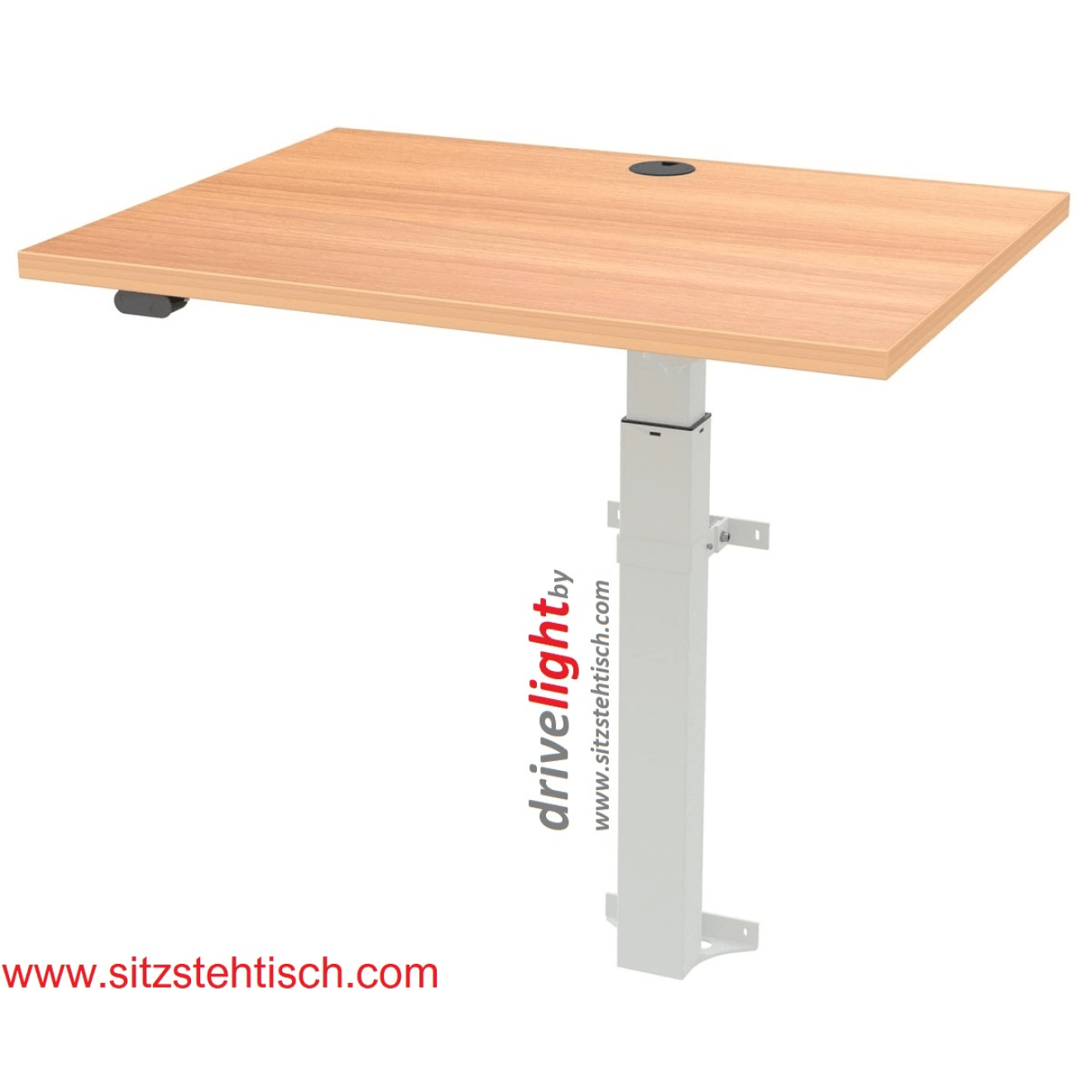 Stehpult - drivelight - (Wandmontage) elektrisch höhenverstellbar mit Tischplatte 80 x 60 cm in Buche oder Weiß - Höhe 72 bis 120 cm - Optional : Akku - Conset