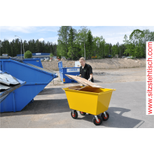 Abfallwagen - Abfallcontainer Gelb mit 4 Räder - 1220 x 580 x 760 mm LxBxH - Fassungsvermögen 200 Liter - Tragfähigkeit bis 400 kg - KM143025 - Kongamek