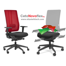 Ceto Novo flex mit bewegliche Sitzfläche Sitz, Rücken und Armlehnen bewegen sich miteinander in alle Richtungen (die bewegliche Sitzfläche ist per Hebel feststellbar)