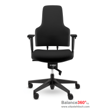 Bürostuhl mit 360° Grad beweglicher Sitzfläche - Spindl One - Sitztiefenverstellung - Bezug Schwarz - Kunststoff Design Fußkreuz - Armlehnen - 5 Jahre Garantie