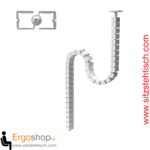 Kabelführung - Kabelkette für elektrisch höhenverstellbare Schreibtische - 2 Kammer System - ohne Fußplatte - Höhe 1250 mm - Weiß