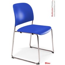 Konferenzstuhl - Besucherstuhl -MulticolorChrom- mit verchromtem Kufengestell - Sitz/Rücken Kunststoff - in Blau