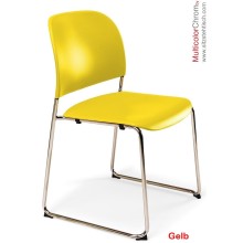 Konferenzstuhl - Besucherstuhl -MulticolorChrom- mit verchromtem Kufengestell - Sitz/Rücken Kunststoff - in Gelb