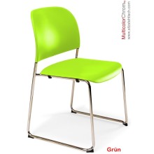 Konferenzstuhl - Besucherstuhl -MulticolorChrom- mit verchromtem Kufengestell - Sitz/Rücken Kunststoff - in Grün