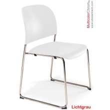 Konferenzstuhl - Besucherstuhl -MulticolorChrom- mit verchromtem Kufengestell - Sitz/Rücken Kunststoff - in Lichtgrau