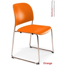 Konferenzstuhl - Besucherstuhl -MulticolorChrom- mit verchromtem Kufengestell - Sitz/Rücken Kunststoff - in Orange