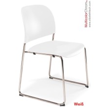 Konferenzstuhl - Besucherstuhl -MulticolorChrom- mit verchromtem Kufengestell - Sitz/Rücken Kunststoff - in Weiß