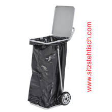 Müllsackkarre mit Deckel - Farbe Grau - für 1 Stück 125 Liter Müllsack - wird mit 180 mm Vollgummiräder geliefert - KM144904 - Kongamek
