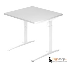 Schreibtisch manuell höheneinstellbar 65–85 cm mit Tischplatte 80 x 80 cm in Grau - Tischgestell in Weiß / Weiß - VXB08 - Hammerbacher