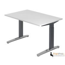 Schreibtisch manuell höheneinstellbar 65–85 cm mit Tischplatte 120 x 80 cm in Grau - Tischgestell in Graphit / Alu poliert - VXB12 - Hammerbacher