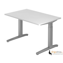 Schreibtisch manuell höheneinstellbar 65–85 cm mit Tischplatte 120 x 80 cm in Grau - Tischgestell in Silber / Silber - VXB12 - Hammerbacher