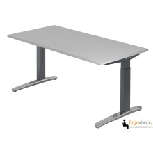 Schreibtisch manuell höheneinstellbar 65–85 cm mit Tischplatte 160 x 80 cm in Grau - Tischgestell in Graphit / Alu poliert - VXB16 - Hammerbacher