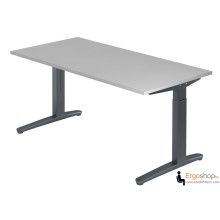 Schreibtisch manuell höheneinstellbar 65–85 cm mit Tischplatte 160 x 80 cm in Grau - Tischgestell in Graphit / Graphit - VXB16 - Hammerbacher