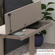 Schreibtisch - Split - elektrisch höhenverstellbar - mit großem aufklappbaren Ablagefach - Tischplatte 110 x 60 cm - Farbe Clay - Höhe 68 - 120 cm verstellbar - Conset - SPLIT 7L100-60 LM