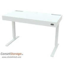 Schreibtisch - Storage - elektrisch höhenverstellbar - mit großen aufklappbaren Ablagefach - Tischplatte 116 x 58 cm - Farbe Weiß oder Clay - Lehm - Höhe 68 - 120 cm verstellbar - Conset - STORAGE 7W100-60
