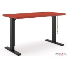 Schreibtisch - driveColor - elektrisch höhenverstellbar - Rot-Schwarz mit Gleitern aus Kunststoff