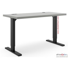 Schreibtisch - driveColor - elektrisch höhenverstellbar - Grau-Schwarz mit Gleitern aus Kunststoff