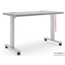 Schreibtisch - driveColor - elektrisch höhenverstellbar - Grau-Silber mit Rollen