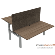 Doppelarbeitsplatz Quartett (Bench) - elektrisch höhenverstellbar 65 - 125 cm - Tischplatte(n) 160 x 80 cm - in 3 Farben - Conset