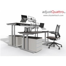Schreibtischgestell elektrisch höhenverstellbar -200 kg Tragkraft- adjustQuattro - (C-Fuß) - Breite von 1560 bis 2160 mm ausziehbar - Höhe verstellbar von 600 bis 1250 mm (60 mm/s) - in 3 Farben