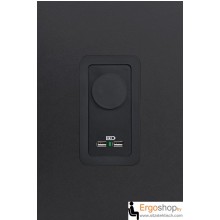 Schwarze - Linoleum-Tischplatte - 1 Steckdose und 2 USB Ladebuchsen