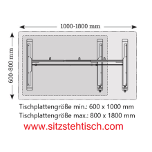 Tischgestell "SpeedKurbel" manuell höhenverstellbar mit Kurbel - Tragkraft 70 Kg - Höhe verstellbar pro Drehung 21 mm - 3 Farben