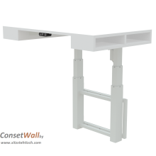 Wandschreibtisch - Wall - elektrisch höhenverstellbar - mit großer elektrisch klappbarer Tischplatte 100 x 60 cm - Farbe Weiß - Höhe 65 - 130 cm cm verstellbar - Conset - WALL 7W080-50 WF